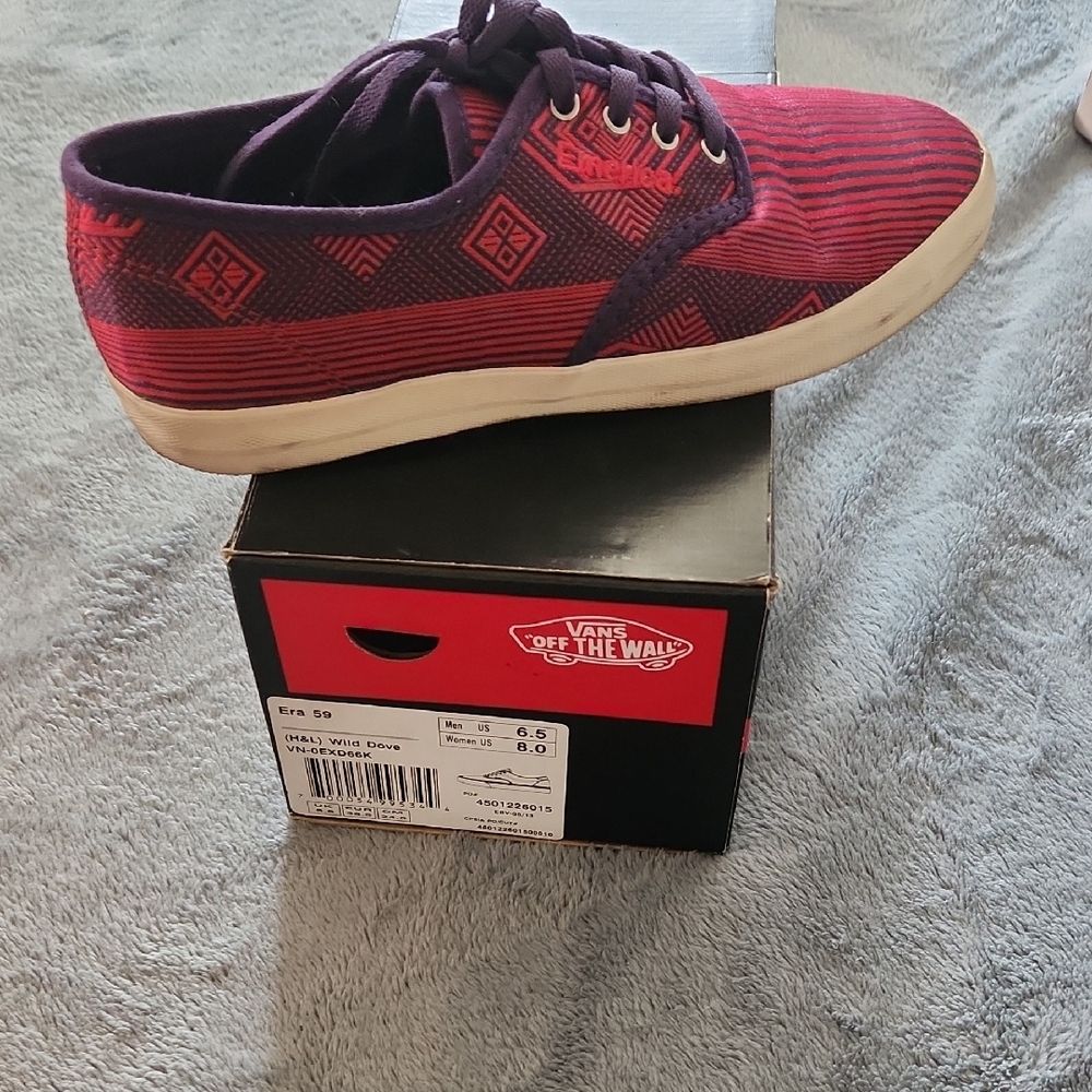Vans Burgundy and Violet Patterned Shoes